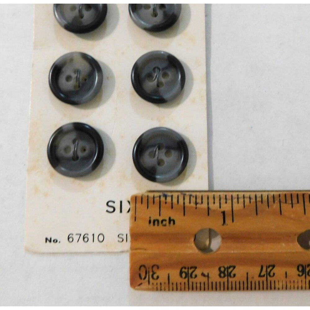 Sears Vintage Gray Buttons Set Of Six 5/8 Inch Round Made in Italy - Picture 3 of 3